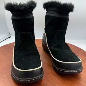 Sorel Tivoli III Pull On Waterproof Winter Boots Black Womens Size 7 Suede Fur